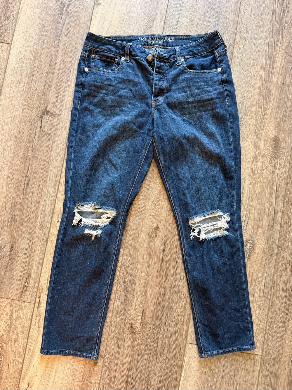 American Eagle Outfitters Dark Blue Ripped Skinny Jeans